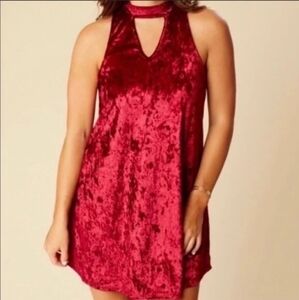 Altar'd State Burgundy Red Choker Velvet Keyhole Dress Size Small